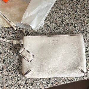 Coach White Leather Wristlet